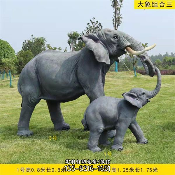 动物园景区玻璃钢大型仿真动物大象雕塑