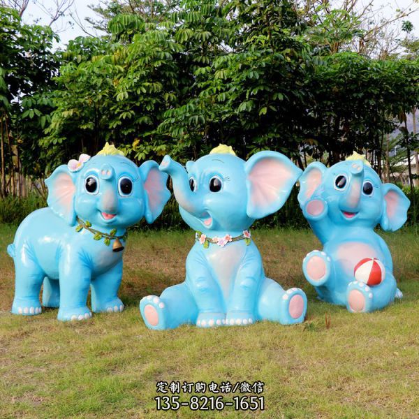 幼儿园玻璃钢雕塑装饰 动物彩绘卡通大象雕塑（2）