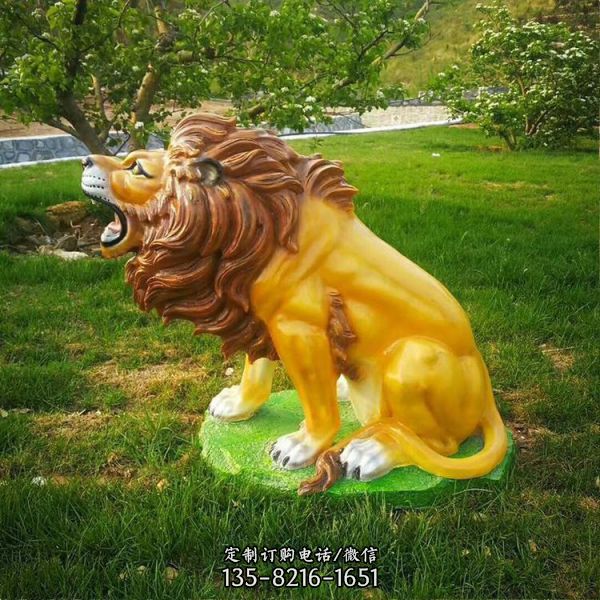   户外景观彩绘玻璃钢动物园仿真狮子老虎雕塑（3）