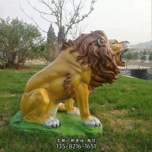   户外景观彩绘玻璃钢动物园仿真狮子老虎雕塑（5）