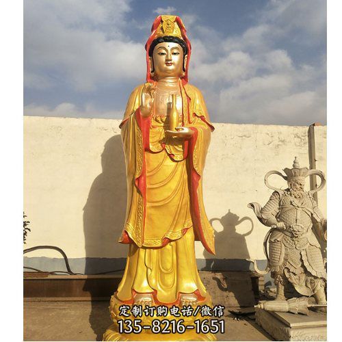 玻璃钢彩绘漆金寺庙供奉菩萨观音雕塑（1）