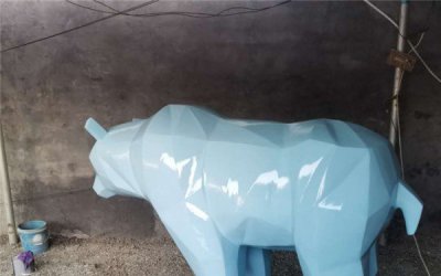 抽象北极熊雕塑户外公园玻璃钢几何动物摆件