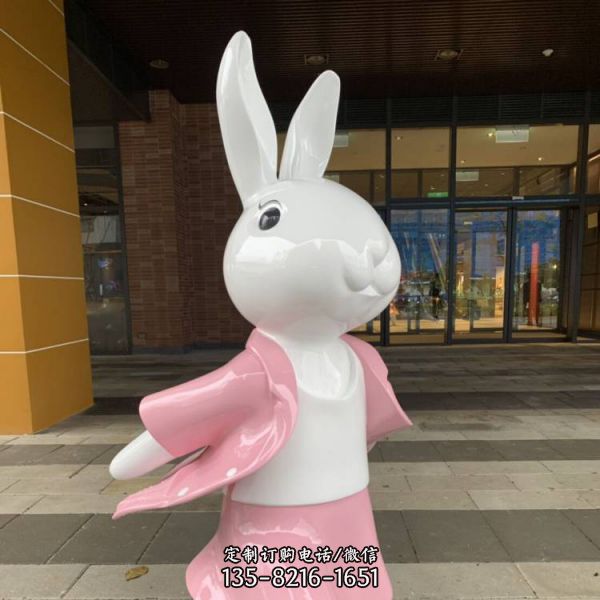 商业街小白兔公仔雕塑 玻璃钢卡通小白兔雕塑（5）