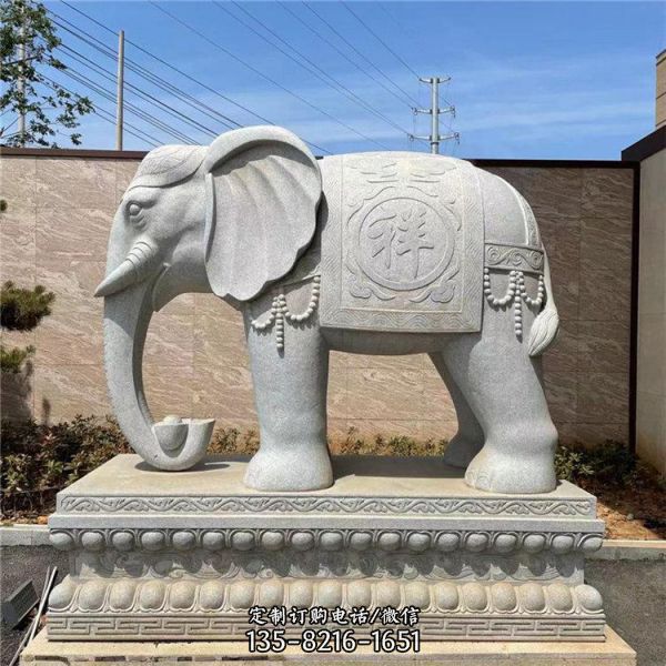 商场酒店门口汉白玉石雕大象定制 招财风水神兽石象雕塑（2）