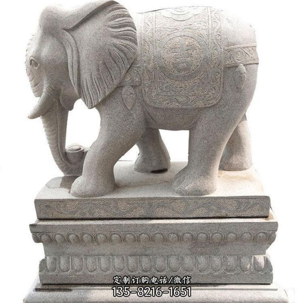 商场酒店门口汉白玉石雕大象定制 招财风水神兽石象雕塑（4）
