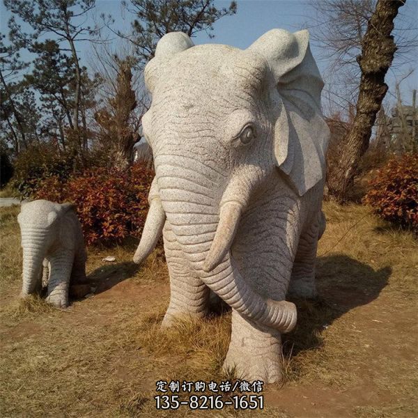 商场酒店门口汉白玉石雕大象定制 招财风水神兽石象雕塑（3）
