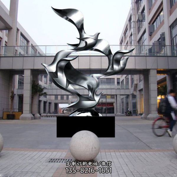 公园广场摆放不锈钢抽象和平鸽雕塑（1）