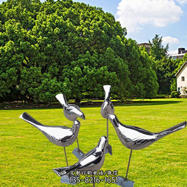公园广场摆放不锈钢抽象和平鸽雕塑（4）