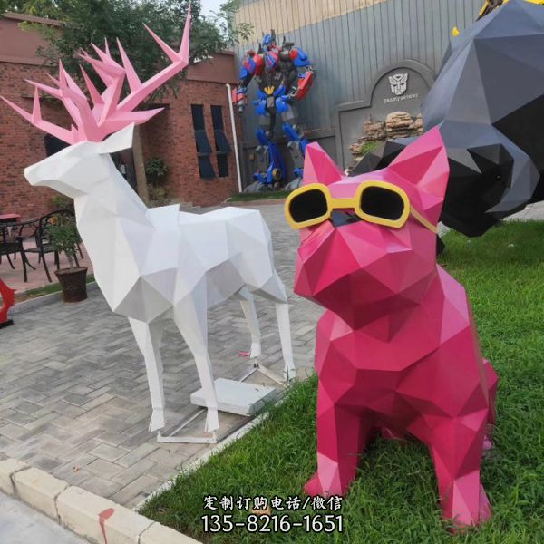 切面鹿雕塑抽象鹿摆件几何鹿定制玻璃钢雕塑小区售楼部绿地动物雕塑（4）