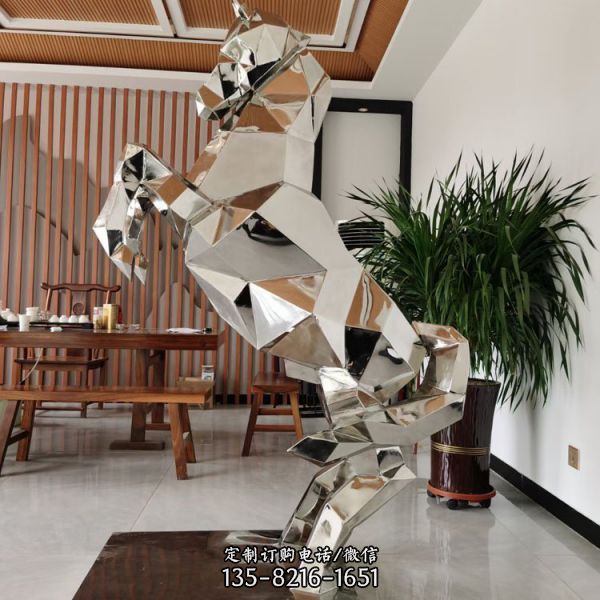 切面鹿雕塑抽象鹿摆件几何鹿定制玻璃钢雕塑小区售楼部绿地动物雕塑（5）