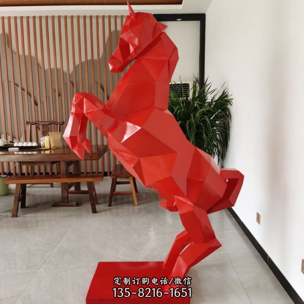 切面鹿雕塑抽象鹿摆件几何鹿定制玻璃钢雕塑小区售楼部绿地动物雕塑（6）