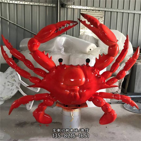 大型商超玻璃钢彩绘螃蟹雕塑