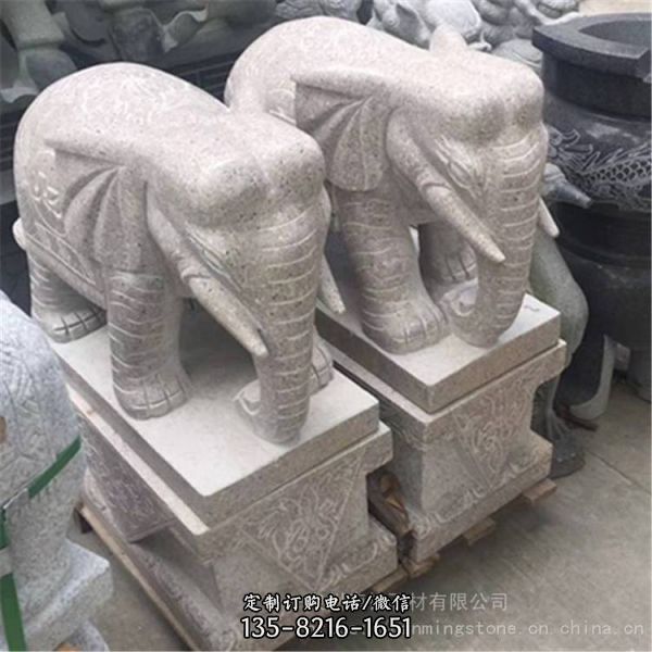 酒店企业大理石石雕镇宅招财景观大象雕塑（2）
