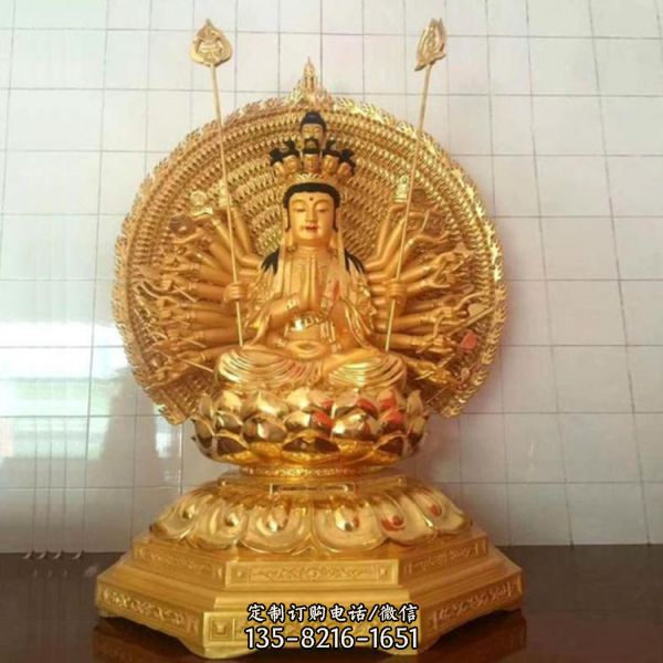 玻璃钢纯金打造寺庙供奉菩萨观音雕塑（2）