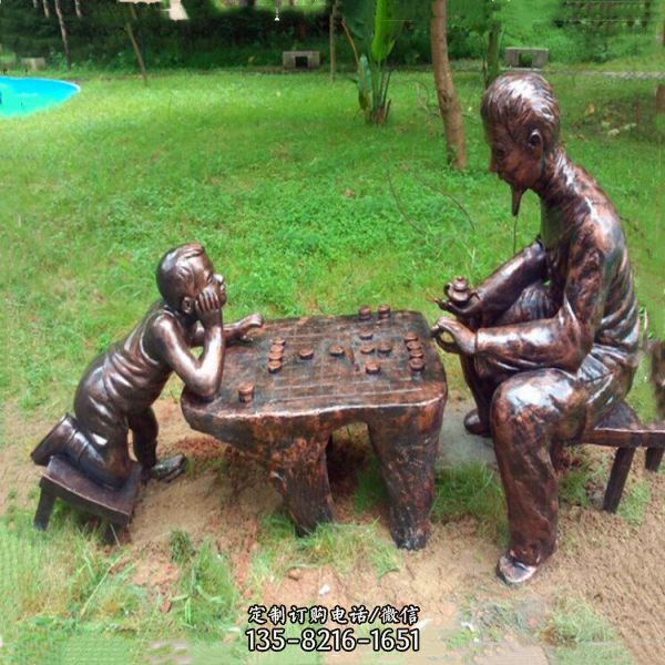 佛山下象棋人物雕塑 公园下棋老人情景小品（1）