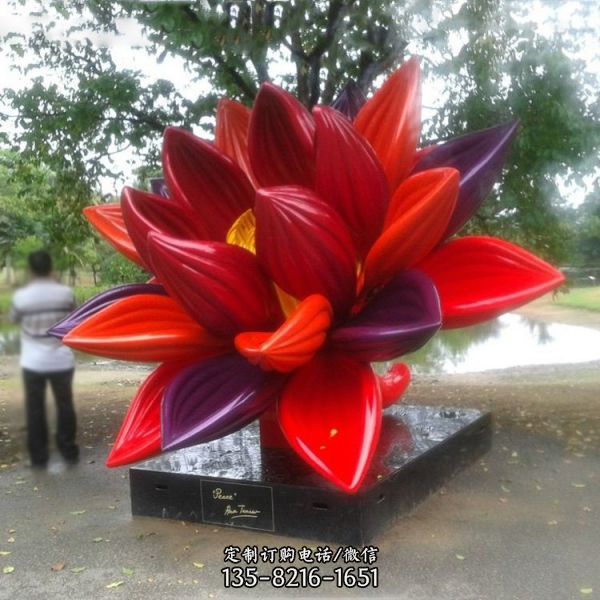 广场大型不锈钢镂空铁艺工艺品仿真花朵雕塑（1）