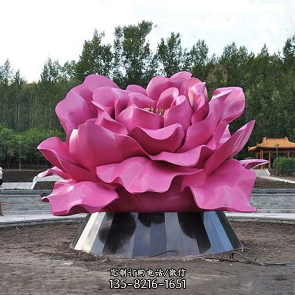 广场大型不锈钢镂空铁艺工艺品仿真花朵雕塑（4）