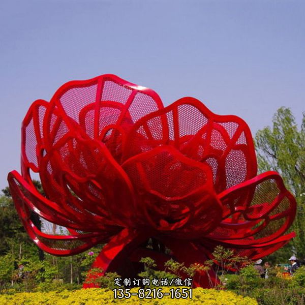 广场大型不锈钢镂空铁艺工艺品仿真花朵雕塑（3）