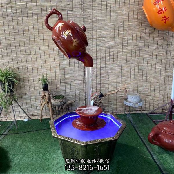 玻璃钢大型悬空流水天壶喷泉雕塑壶天福地室内户外招财福景观摆件（1）