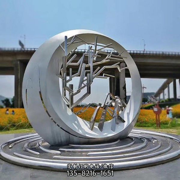 不锈钢异形圆环雕塑 广场公园现代水景摆件（4）