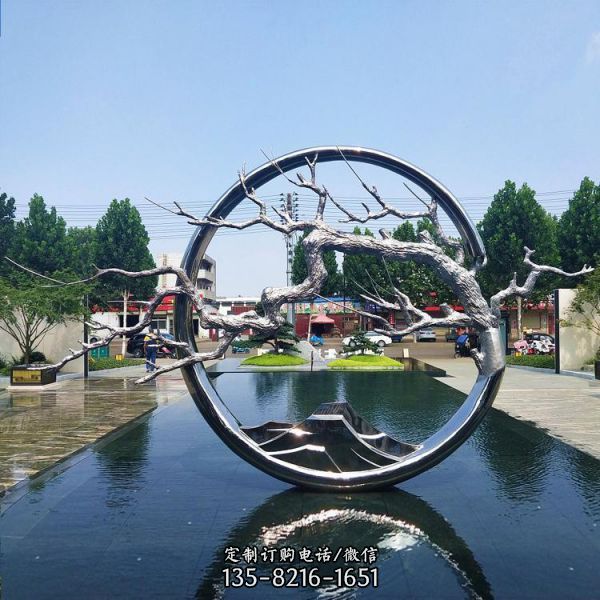 庭院广场摆放不锈钢造型水景雕塑 （2）