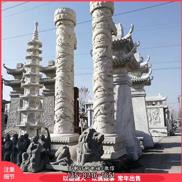 大理石石雕园林景观文化柱雕塑