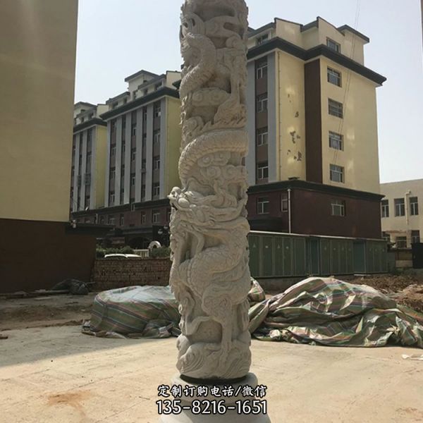 定制 广场青石石龙柱 园林仿古石雕文化柱雕塑（2）