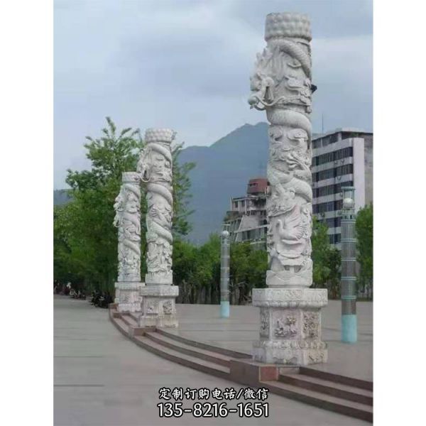 定制 广场青石石龙柱 园林仿古石雕文化柱雕塑（6）