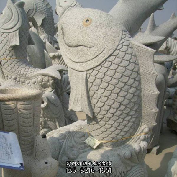 流水景观石雕鲤鱼摆件小区户外水景喷水鱼雕塑（2）
