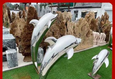 海洋大型镜面动物海豚摆件