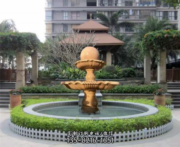 户外大型草白玉石雕喷泉设计 校园广场园林装饰摆件风水球雕塑（3）