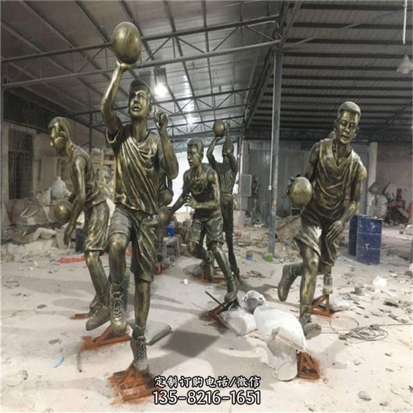 校园玻璃钢仿铜运动打篮球的人物雕塑（1）