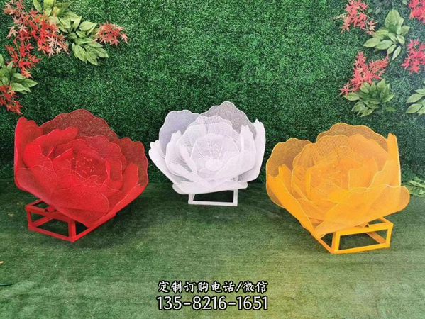 不锈钢镂空玫瑰花雕塑园林景观户外商场美陈装饰（2）