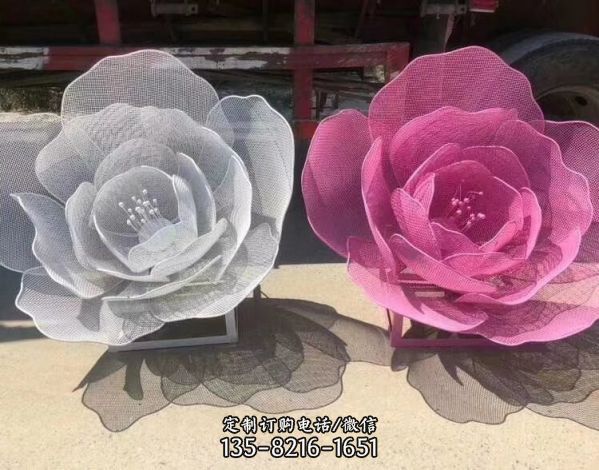 不锈钢镂空玫瑰花雕塑园林景观户外商场美陈装饰（1）