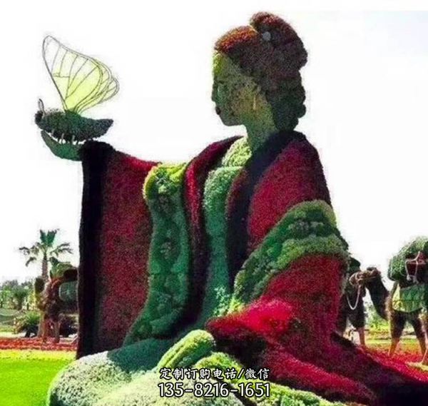 美女仙子守望麦田仿真绿雕 户外园林大型景观雕塑（1）