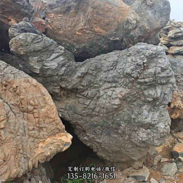 庭院假山景观使用流水龟纹石材质景观石（8）