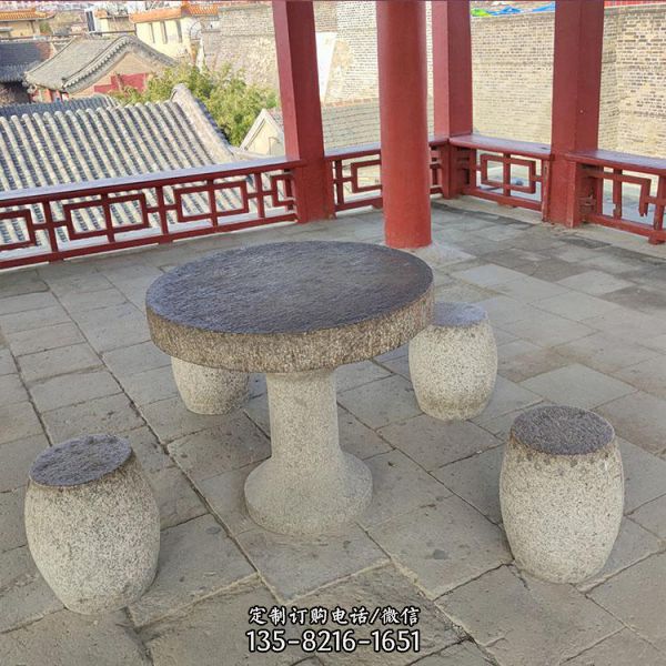 公园景区摆放青石花岗岩雕刻石桌石凳（5）