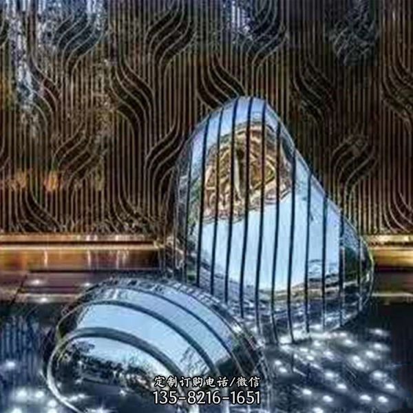 不锈钢公园艺术坐凳镜面抽象鹅卵石雕塑（3）