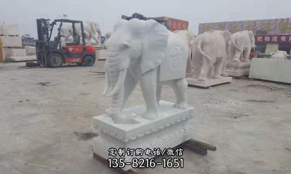 晚霞红户外园林景观石石雕大象雕塑 （3）