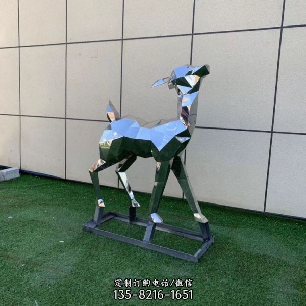 不锈钢镂空鹿雕塑售楼处草坪艺术装置酒店户外发光鹿大型落地摆件（2）