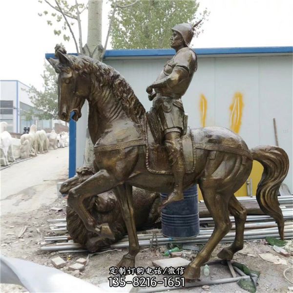 浪漫西方风情铜马镌刻西方人物雕塑