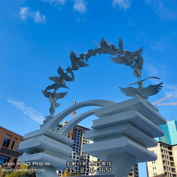 不锈钢鸽子雕塑 抽象和平鸽 广场园林动物雕塑（4）