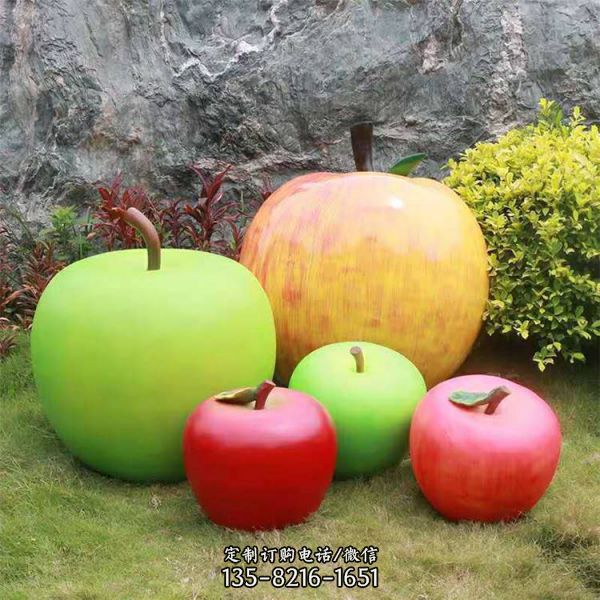 玻璃钢苹果雕塑 仿真卡通苹果造型雕塑