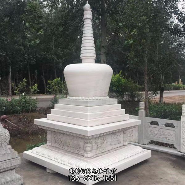 石质藏式白塔 景区石雕喇叭塔 雕塑