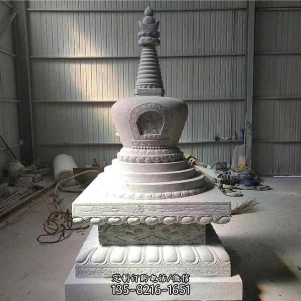 石质藏式白塔 景区石雕喇叭塔 雕塑（3）