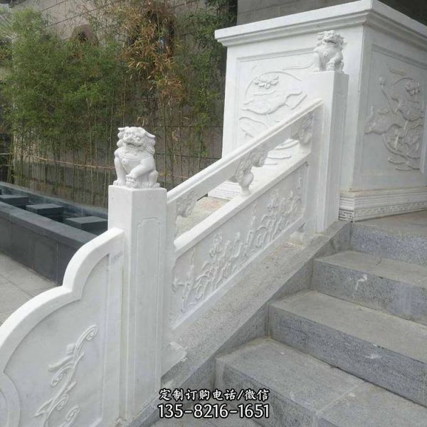 别墅楼梯台阶装饰汉白玉浮雕扶手栏杆