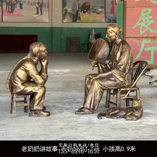 校园广场摆放玻璃钢仿铜传统孝文化大型孝道人物雕像（1）