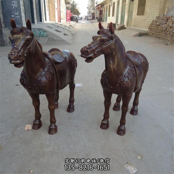园林街头紫铜马雕塑 户外广场大型景观动物摆件（3）