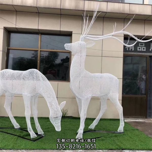 不锈钢镂空创意仿真动物景观梅花鹿雕塑（3）