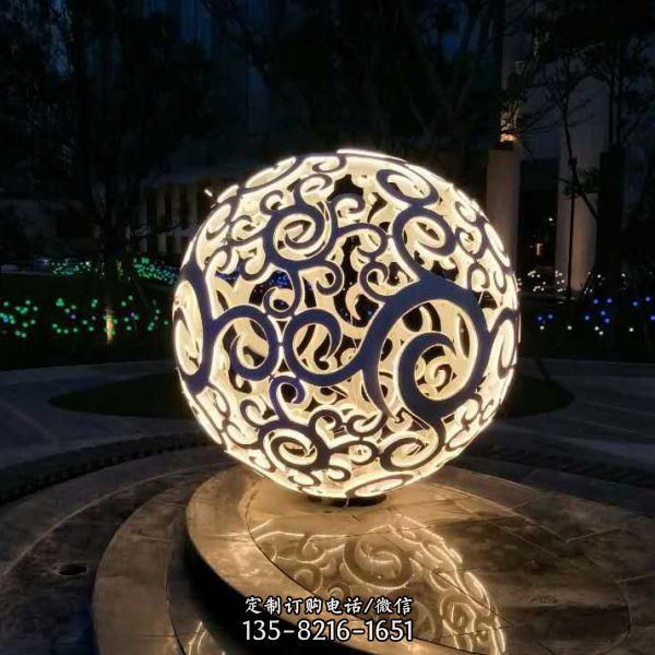 不锈钢雕塑发光镂空球雕塑 园林景观雕塑（1）